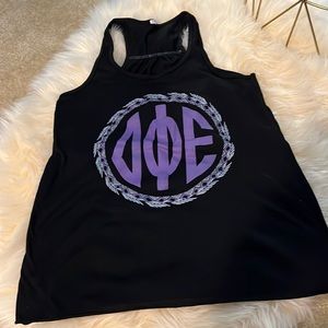 Delta Phi Epsilon racerback black graphic tank - size small